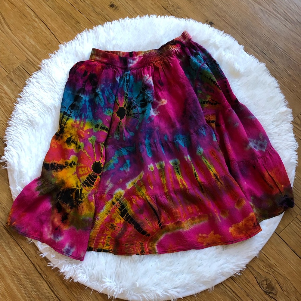 Orient Trail Boho Pink Tie Dye Skirt